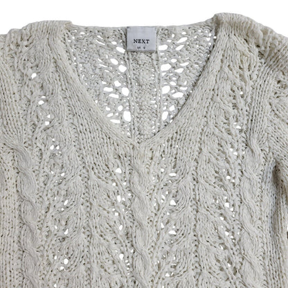 Next White V-Neck Mesh Vintage 90's Jumper UK Women's Size 12