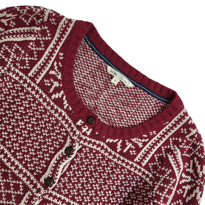 Fat Face Red & White Y2k Button Up Round Neck Cardigan UK Women's Size 8