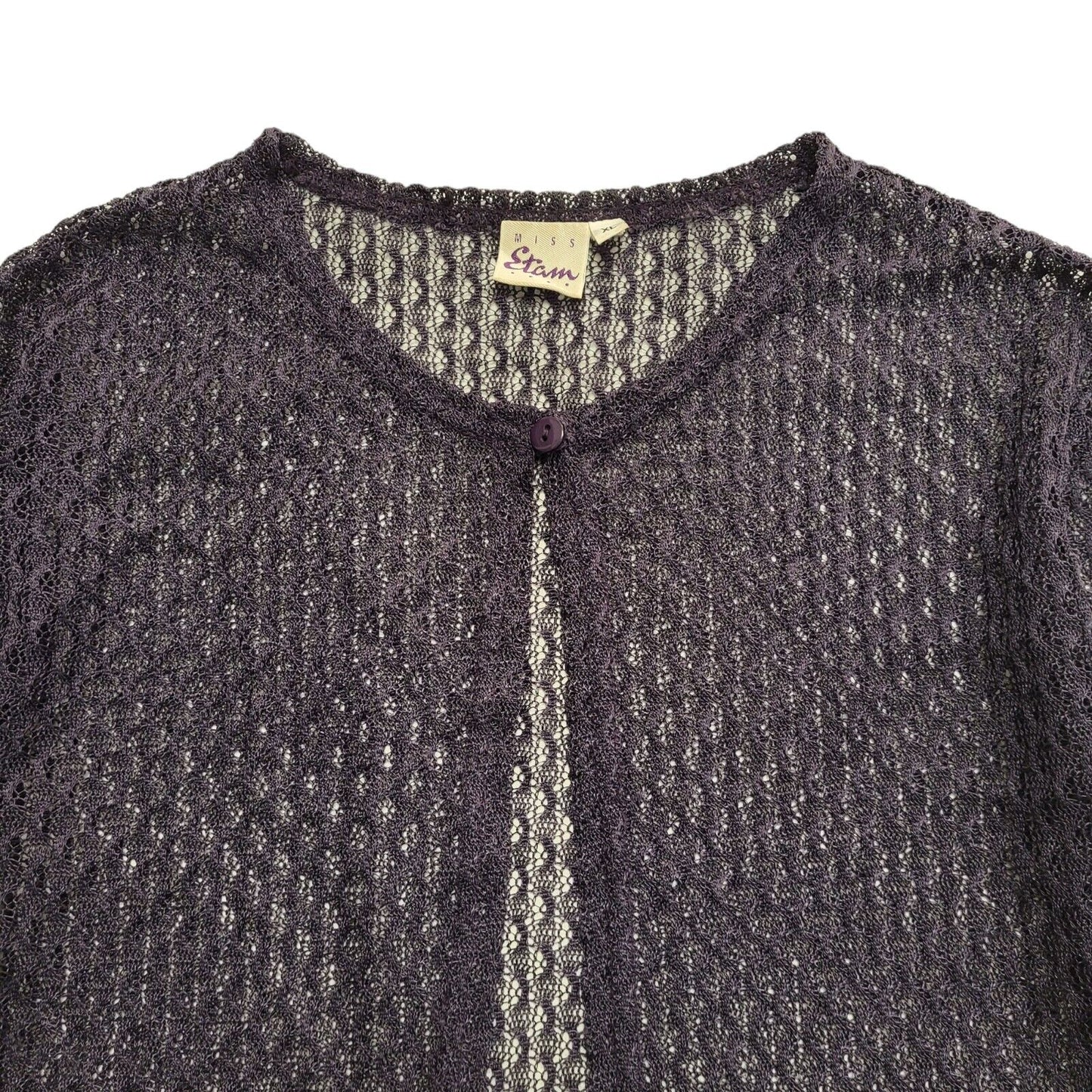 Miss Etam 90s Vintage Purple Lace Cardigan Uk Women's Size XL