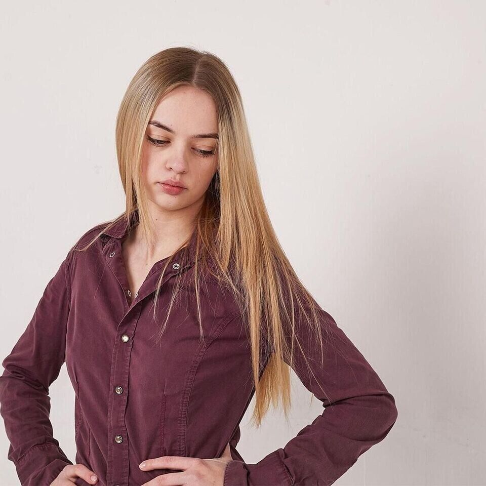 Diesel 90s Vintage Maroon Pearl Snap Long Sleeve Shirt Womens Size M