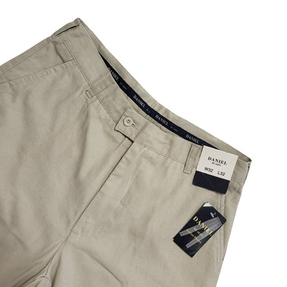 Daniel 90s Vintage Beige Straight Dress Trousers Uk Men's Size M W32 L32 Bnwt