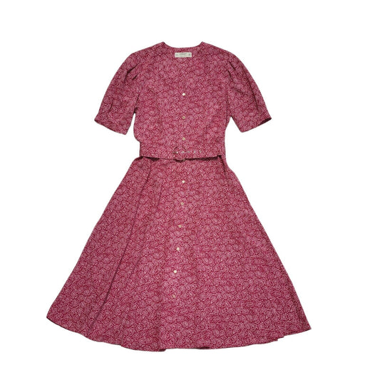 St Michael 90s Vintage Pink & White Floral Dress Uk Women's Size 14