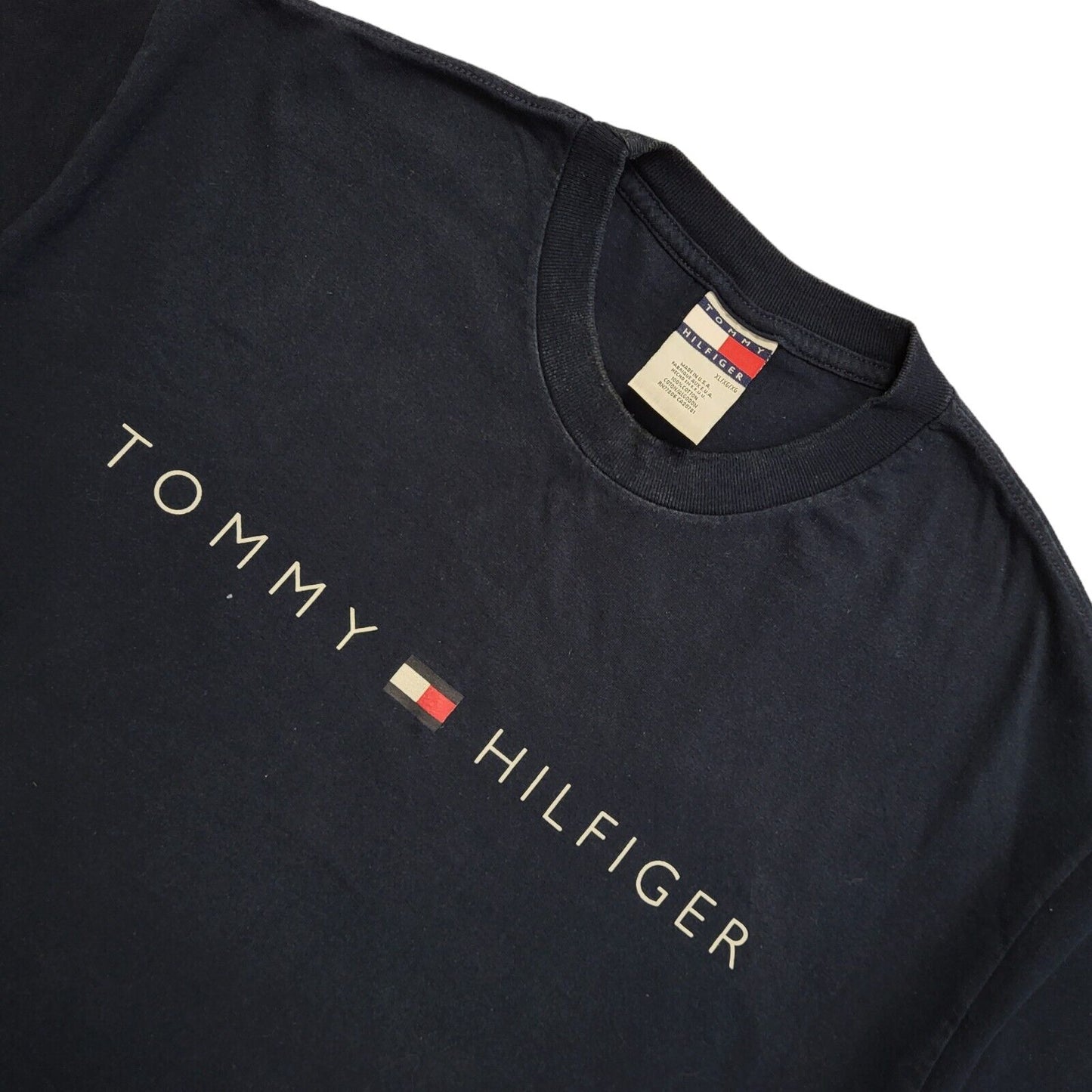 Tommy Hilfiger Navy Blue Vintage 90s T-Shirt Uk Men's Size XL