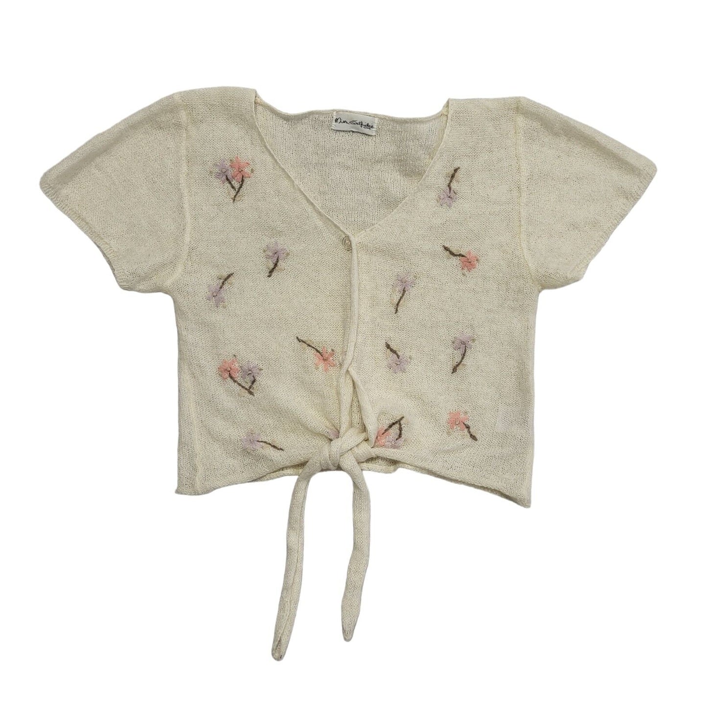 Miss Selfidge Vintage 90's Cream  Button Tie Front Floral Cardigan Womens UK M/L