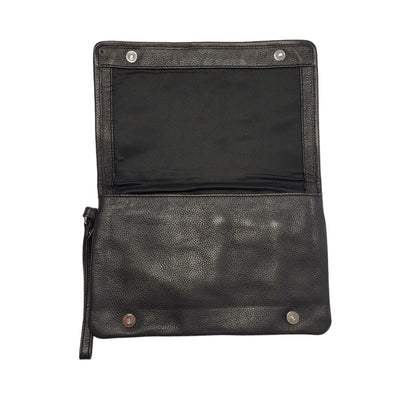 Betty Jackson Black Leather Clutch Bag Uk Women's Size 11" x 7"