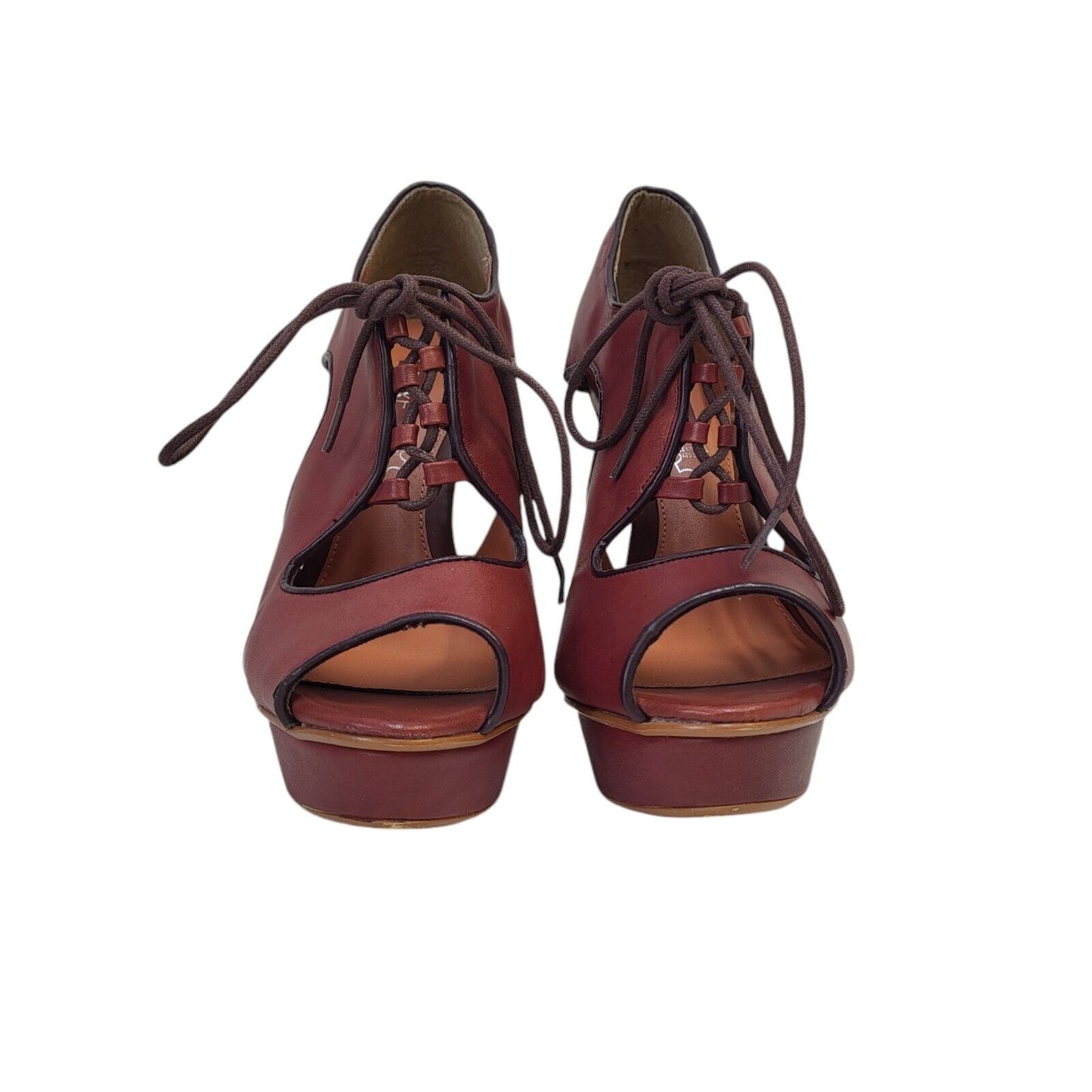 Next Dark Pink Lace-Up Leather Heel Shoes Uk Women's Size 3.5