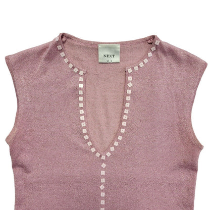 Next Vintage 90's Pink Sleeveless V-Neck Sequin Tank Top Womens UK Size 10