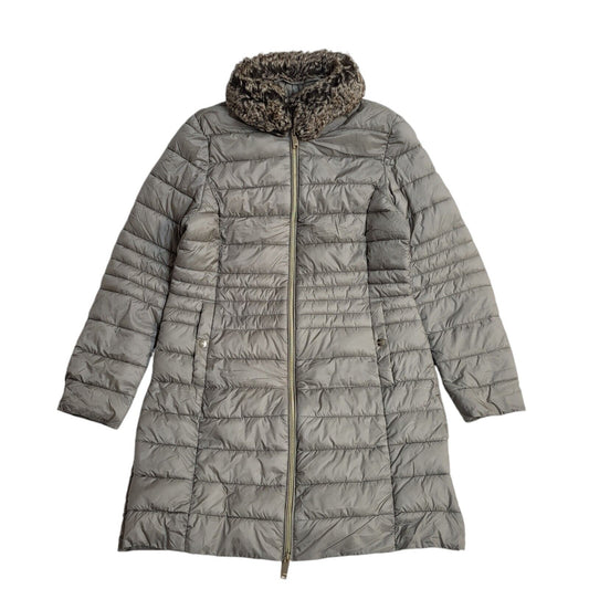 Esprit Grey Vintage 80s Zipped Quilted Rain Coat Uk Women's Size M