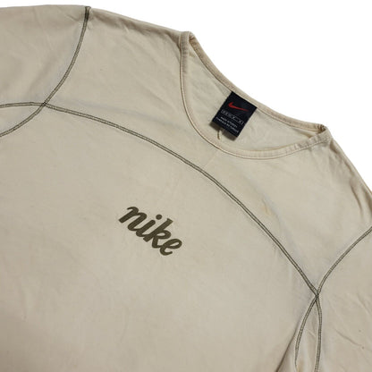 Nike 90s Vintage Beige Round Neck T-Shirt Uk Women's Size Medium