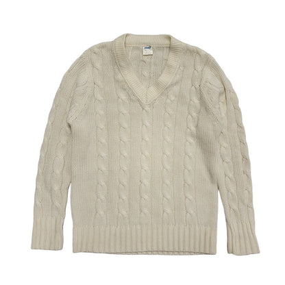 Uwin Vintage 90's Cream V- Neck Knitted Jumper Mens UK Size M