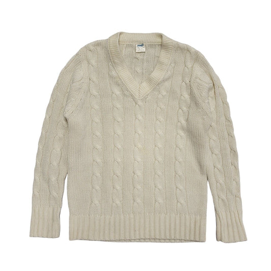 Uwin Vintage 90's Cream V- Neck Knitted Jumper Mens UK Size M