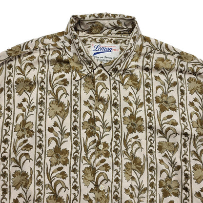 Lemon Vintage 90's Brown Floral Long Sleeve Shirt Mens UK L