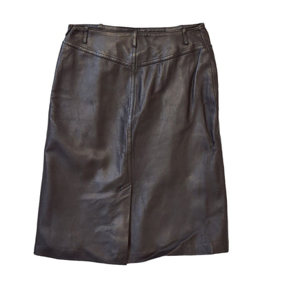 Wallace Sacks 90s Vintage Brown Leather Skirt Women's Size 10 W28