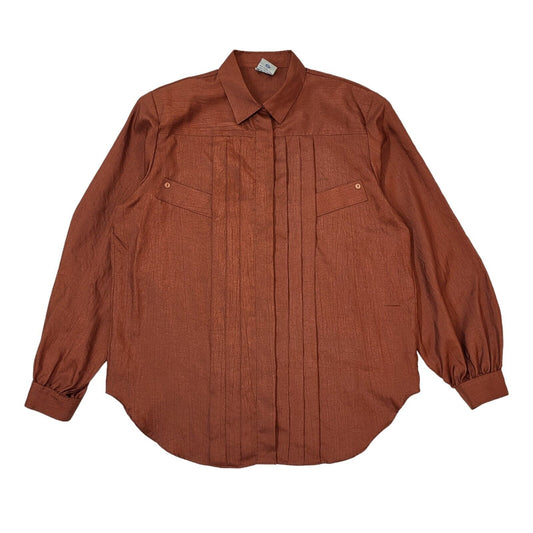 Yessica C&A 80s Vintage Brown Long Sleeve Blouse Women's Size 18 Eu 46