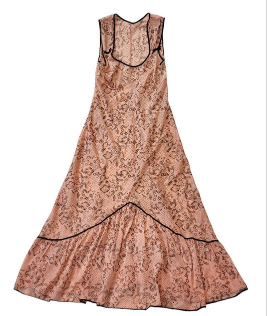 70s Vintage Pink Patterned Nightie Maxi Dress Women's Size 8
