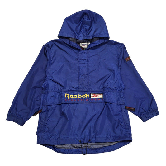 Reebok Blue Vintage 90s 1/4 Zip Sports Hooded Jacket Uk Women's Size 12/14