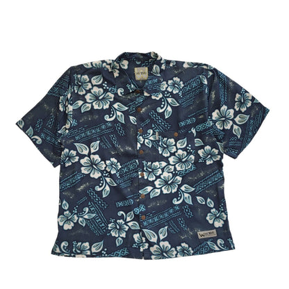 Wu Zwu Y2k  Blue Floral Hawaiian Short Sleeve Shirt UK Men's Size M