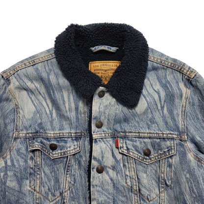 Levi's Light Blue Button Denim Fleece Sherpa Jacket Uk Men's Size Small