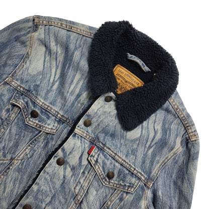 Levi's Light Blue Button Denim Fleece Sherpa Jacket Uk Men's Size Small