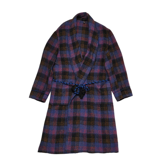 William Dixon 80s Purple Black Check House Coat Uk Men's Size XL