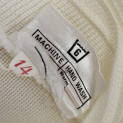 Ben-Mac Vintage 80s Cream 1/4 Zip Tassled T- Shirt Dress  Womens UK Size 14