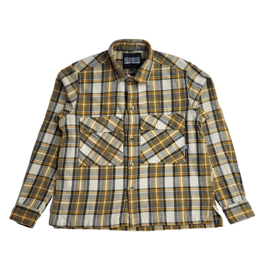 Saint & sinner Vintage Yellow & Green Checked Long Sleeve Shirt UK Men's Size  S