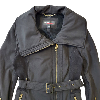 Miss Sixty Y2K Vintage Black Belted Zipped Coat Women's Size M Eu 38
