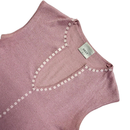Next Vintage 90's Pink Sleeveless V-Neck Sequin Tank Top Womens UK Size 10