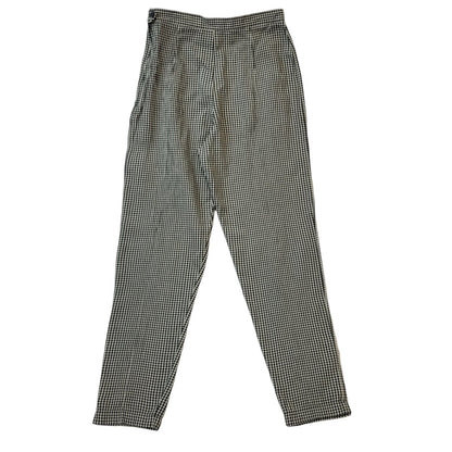 Next 90s Black & White Gingham Tapered Trousers Womens UK12 W26 L27