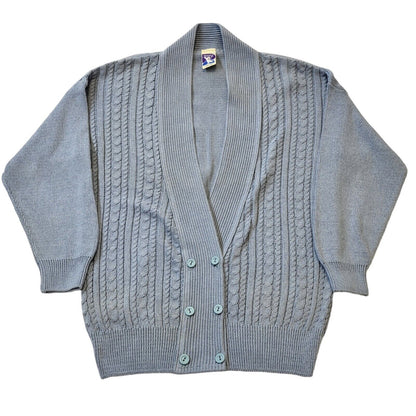 Yessica 80s Vintage Pale Blue Button Up Cardigan Women's One Size XL/XXL