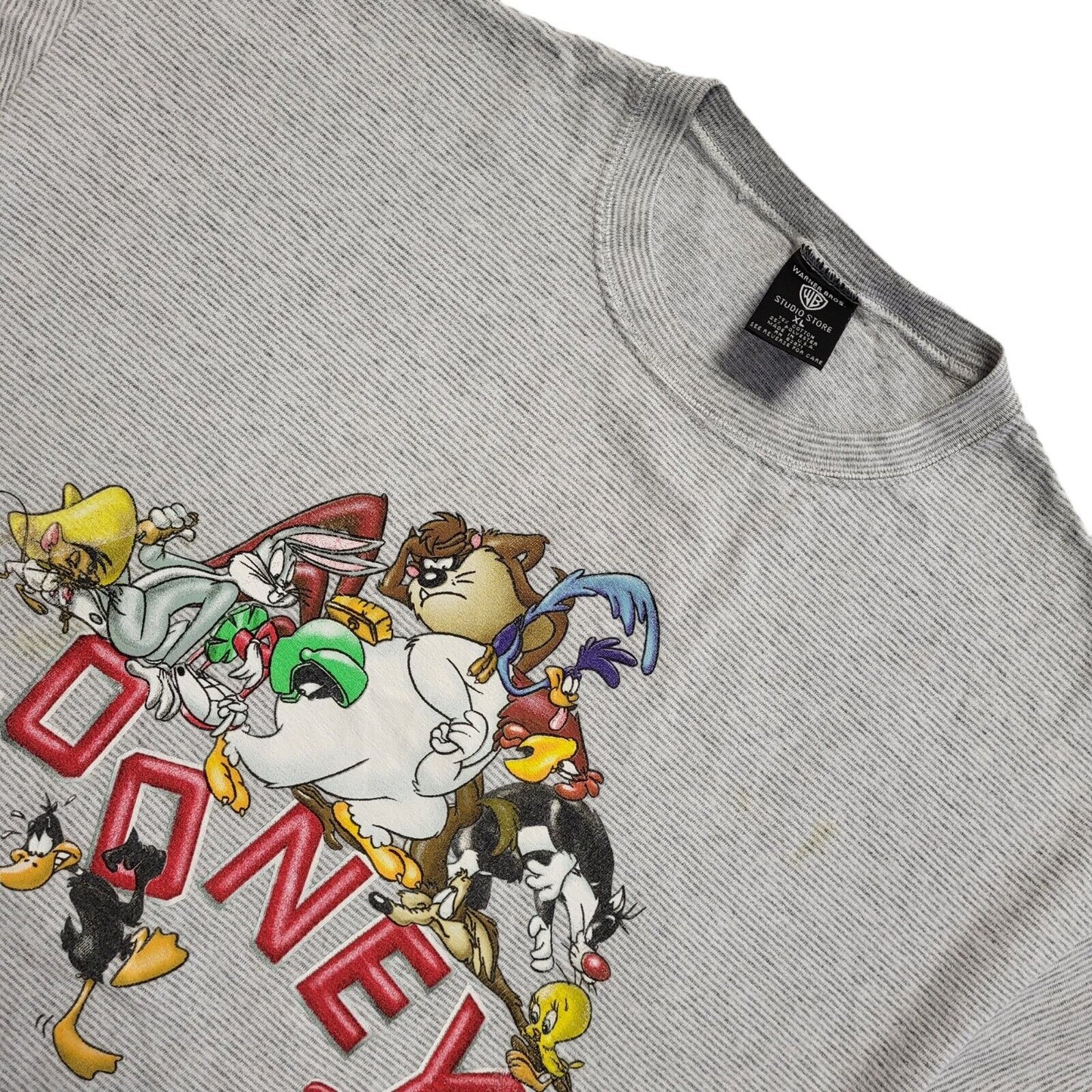 Warner Bros Looney Tunes Grey Vintage 90s T-Shirt Uk Men's Size XL