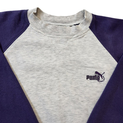 Puma 90s Vintage Grey & Purple Crew Neck Sweatshirt Men's Size XL