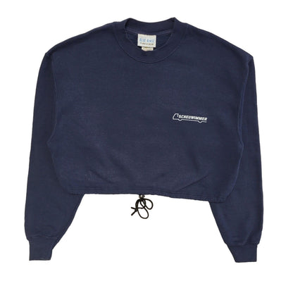 Fruit Of The Loom 90's Scheuwimmer Blue Cropped Sweatshirt Womens UK Size L