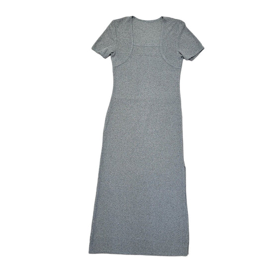 90s Vintage Grey Square Neck Midi Dress Women's Size 8