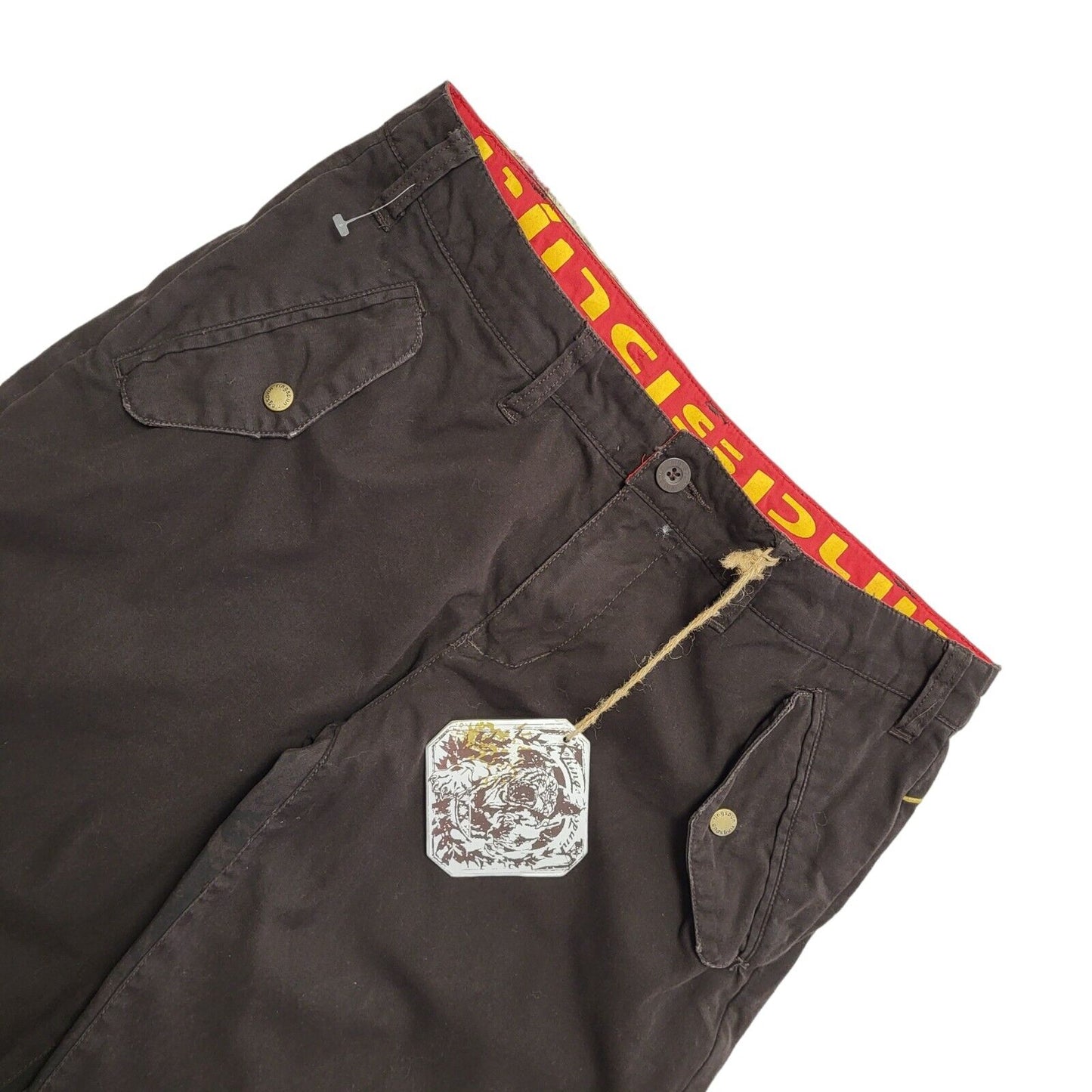 Ring Spun Vintage 90's Brown Tapered Trousers Uk Women's 12 W30 Bnwt L31