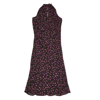 Bay Vintage 90s Pink & Purple Polka Dot Sleeveless Dress Uk Women's Size 10