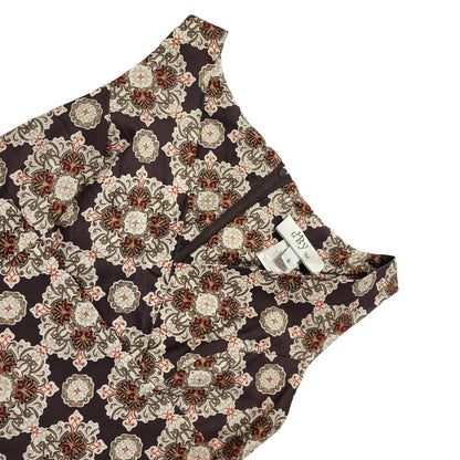 D'By Vintage Brown Abstract Sleeveless Dress Uk Women's Size 8