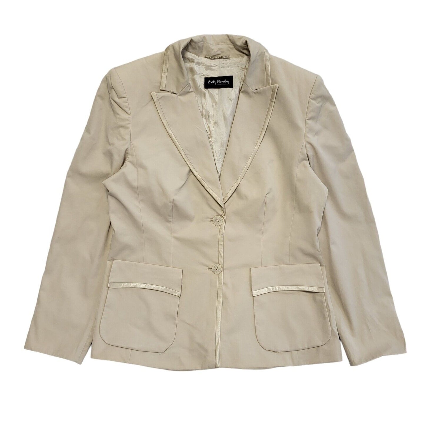 Betty Barclay Vintage 90s Beige Solid Blazer Jacket Womens Size 16