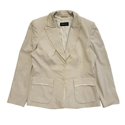 Betty Barclay Vintage 90s Beige Solid Blazer Jacket Womens Size 16