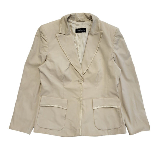 Betty Barclay Vintage 90s Beige Solid Blazer Jacket Womens Size 16