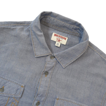 True Religion Y2K Vintage Blue Shirt Long Sleeved Men's Size Medium