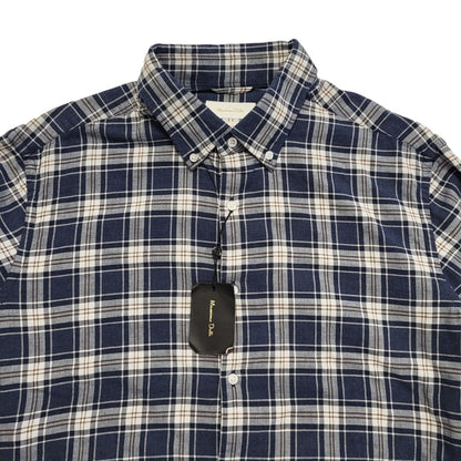Massimo Dutti 90's Vintage BNWT Blue & White Check Long Sleeve Shirt Mens UK XL