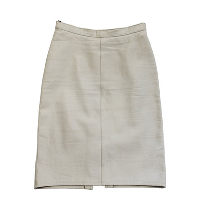 Vintage 90's White Leather Knee Length Skirt Womens UK Size 8 W24