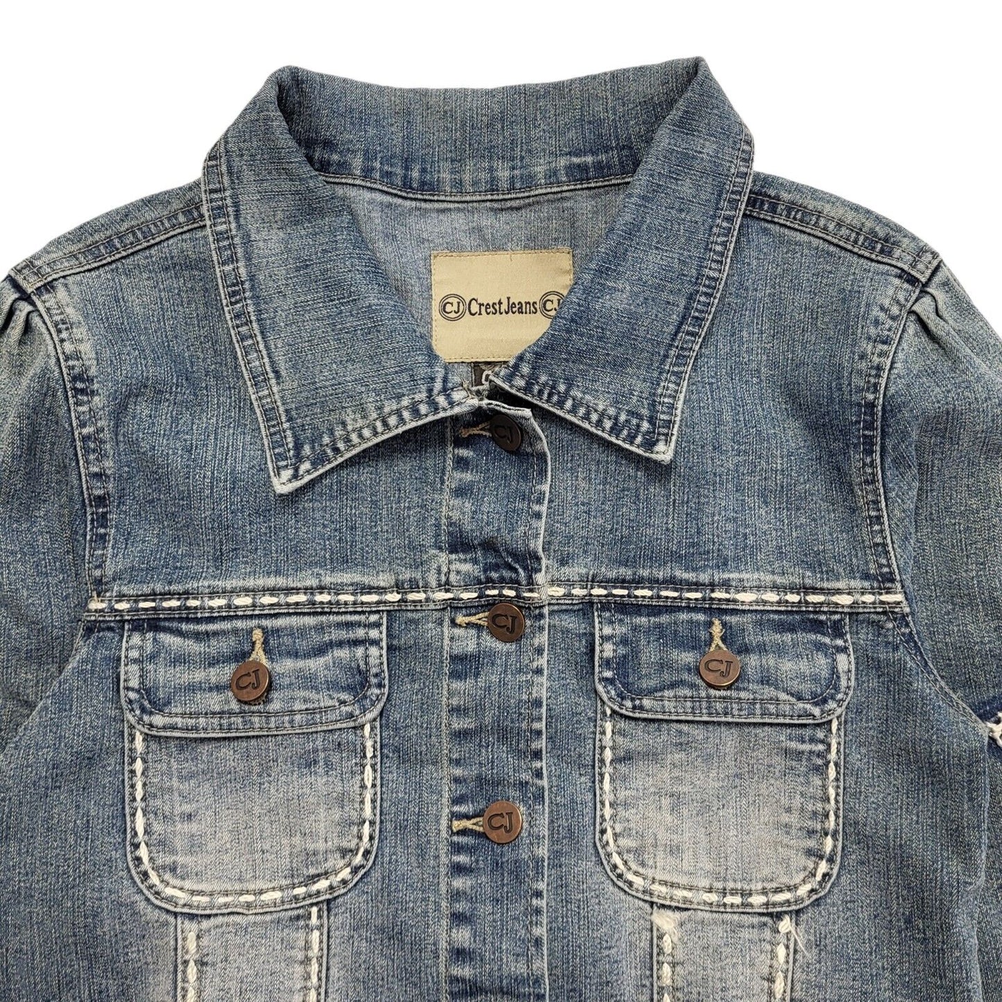 Crest Jeans Dark Blue 90s Vintage Button Denim Jacket Uk Women's Size M