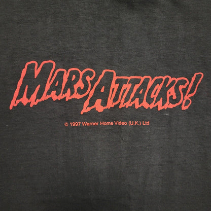 Mars Attack Flag Black Vintage 90s Short Sleeve T-Shirt Uk Men's L