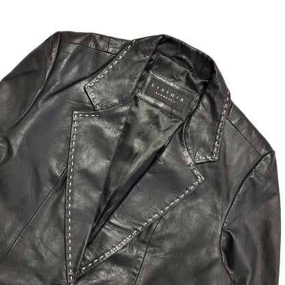 Leather Elements 90s Vintage Black Leather Button Jacket Uk Women's Size Medium