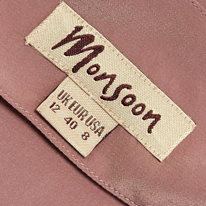 Monsoon Y2K Pink Long Sleeve Tie Front Silk Cardigan Womens UK 12