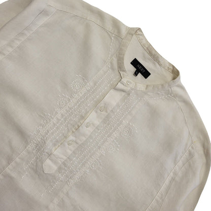 Next Vintage Y2K White Relaxed Fit Round Neck Linen Shirt Men's Size XL