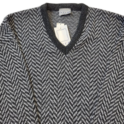 Nico 90s Vintage Grey Herringbone V-Neck Acrylic Men's Size L BNWT