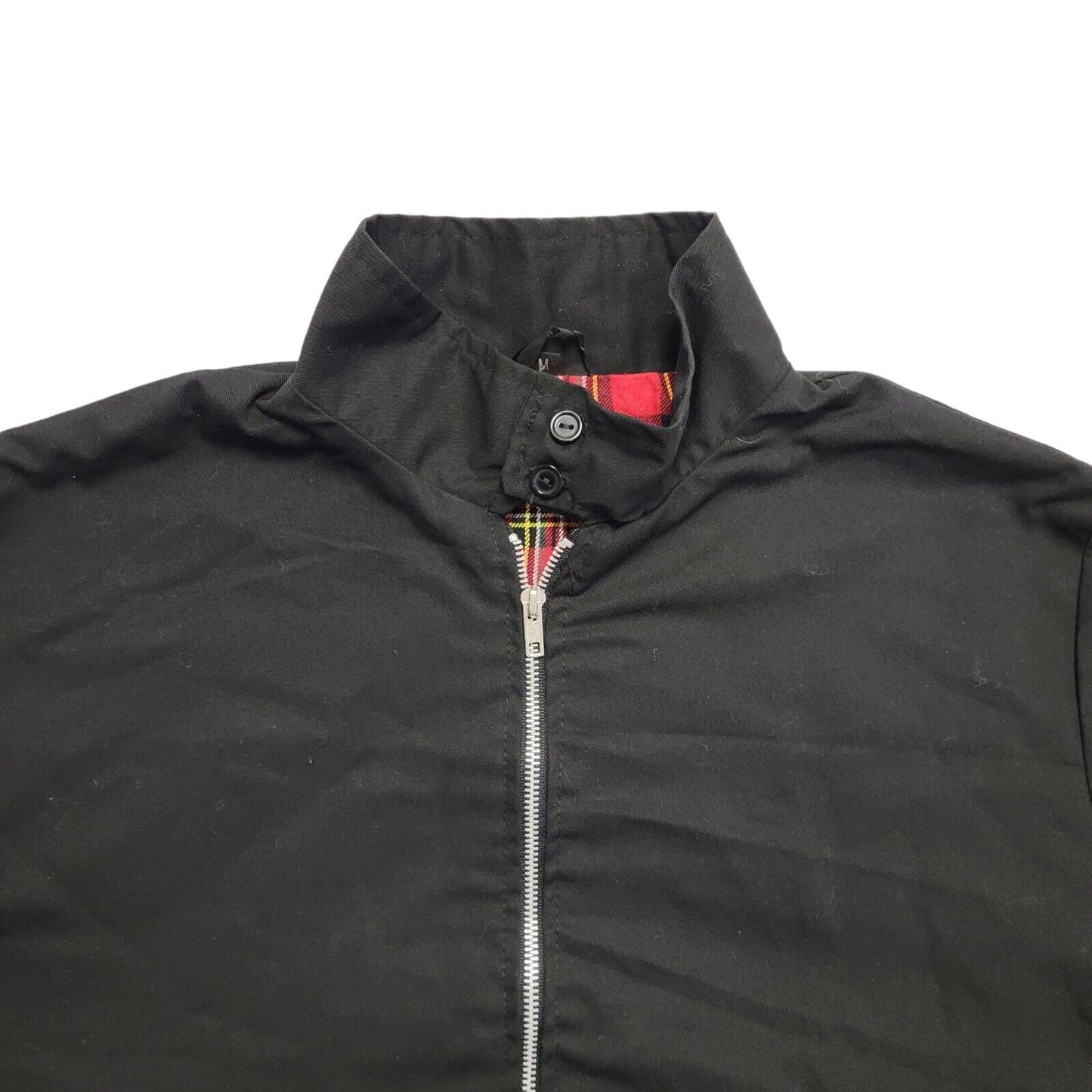 Vintage Tartan Lined Black Zip Up Bomber Jacket Men's Size Medium